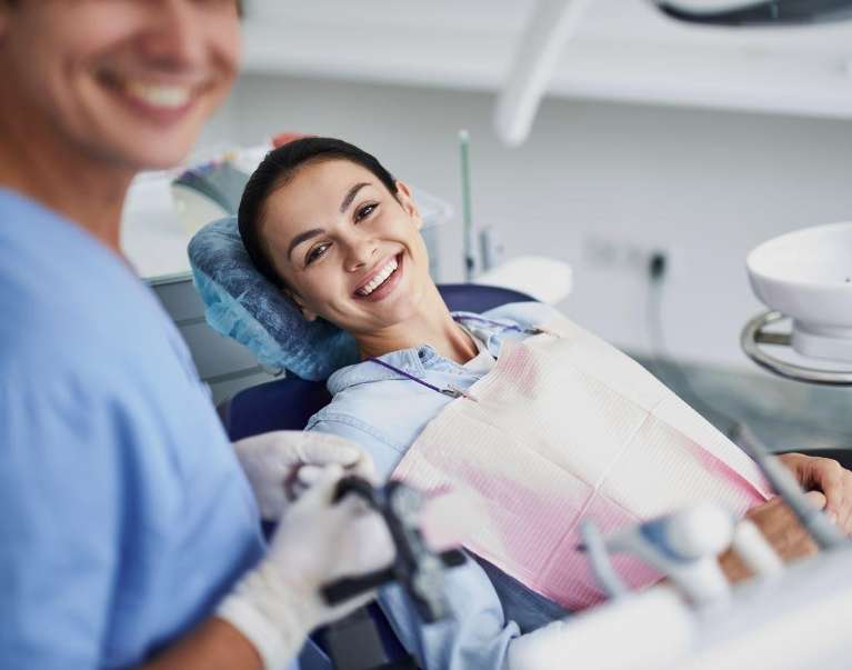 woman sitting in a dental chair